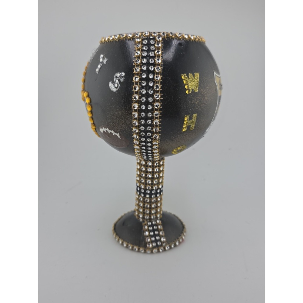 New Orleans Saints Fleur De Lis Rhinestone Goblet & Matching Zipper Pouch Set - Picture 3 of 13